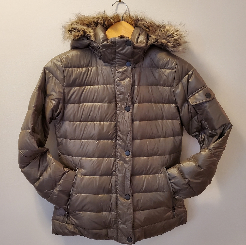 Marmot Women's Duck Down Short Bomber Puffer Jacket Coat, Olive Green, XS